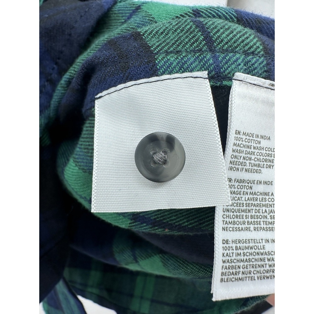 Lands End Womens Small P Blue Plaid Flannel Button Down Shirt Long Sleeve - Picture 5 of 9